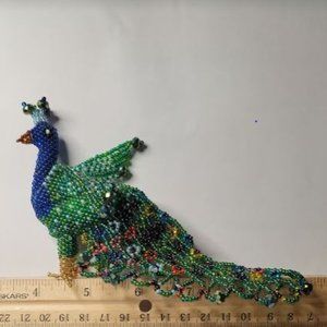 Hand beaded Peacock Figure